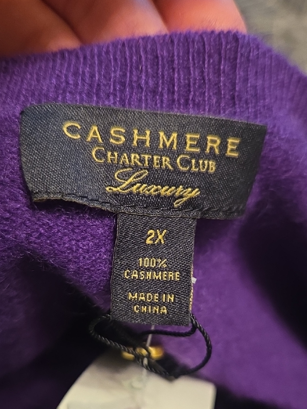 NEW CHARTER CLUB Cashmere V Neck Sweater Purple Womens Size 2X - Picture 4 of 5